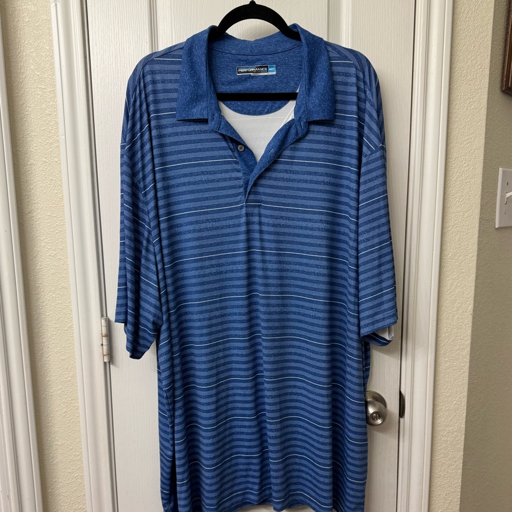 Roundtree & Yorke Navy Striped Polo Shirt